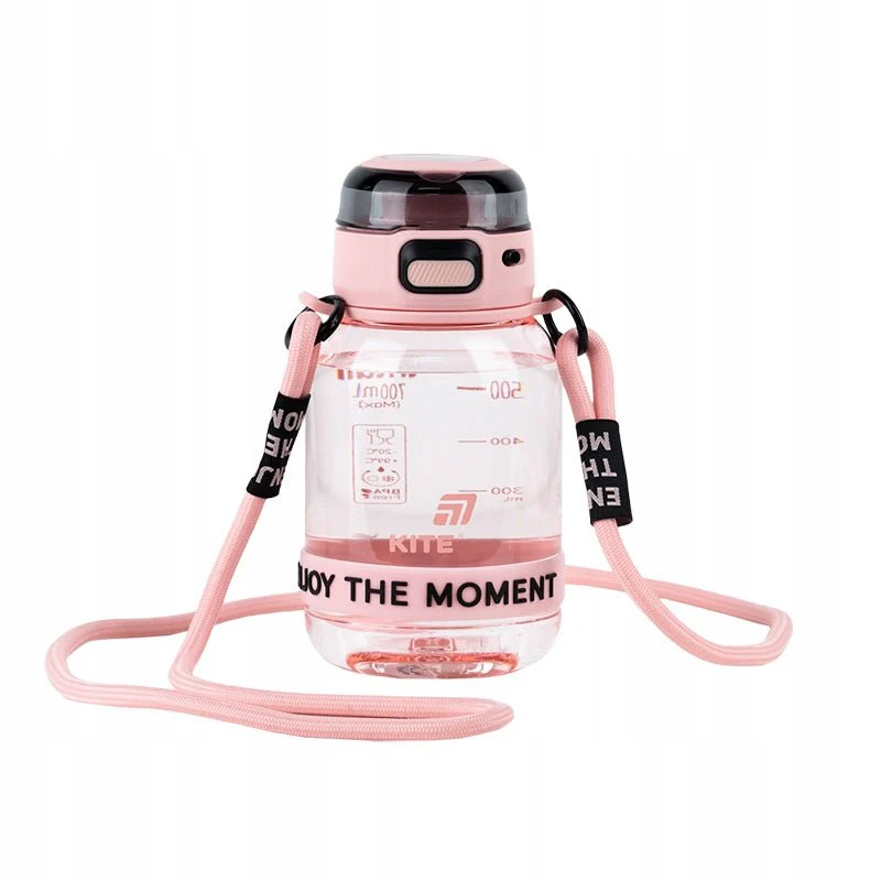 Stylowy bidon 700 ml bez BPA ze słomką i paskiem,