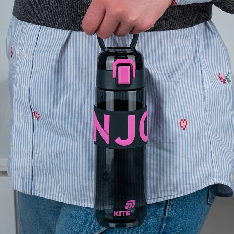 Butelka na wodę do szkoły na siłownię 680ml z sitkiem szaro-różowy - Image 3