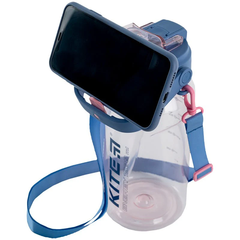Butelka na wodę z ustnikiem do trening, do szkoły 1500 ml różowa - Image 2