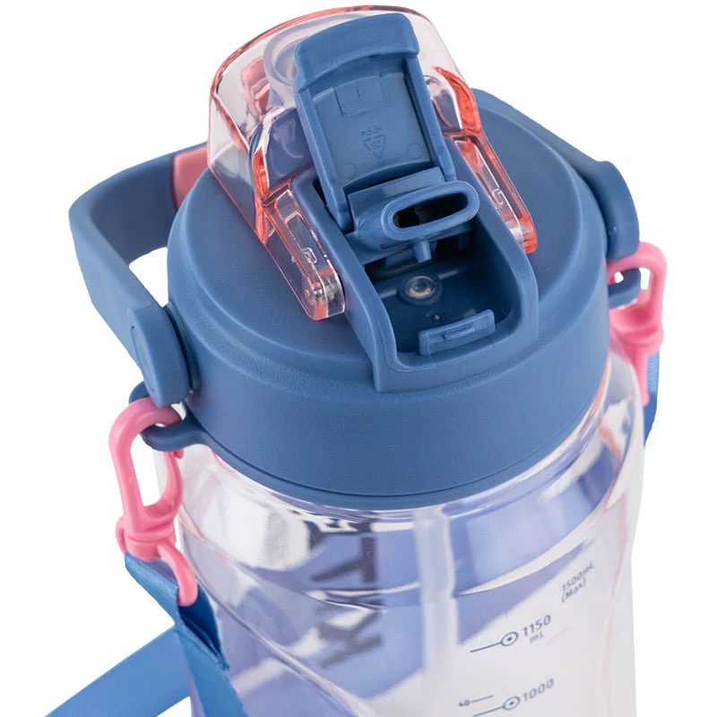 Butelka na wodę z ustnikiem do trening, do szkoły 1500 ml różowa - Image 8