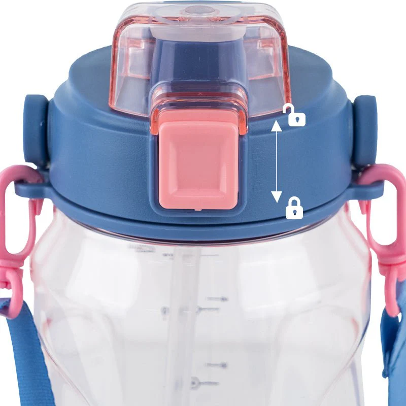 Butelka na wodę z ustnikiem do trening, do szkoły 1500 ml różowa - Image 9
