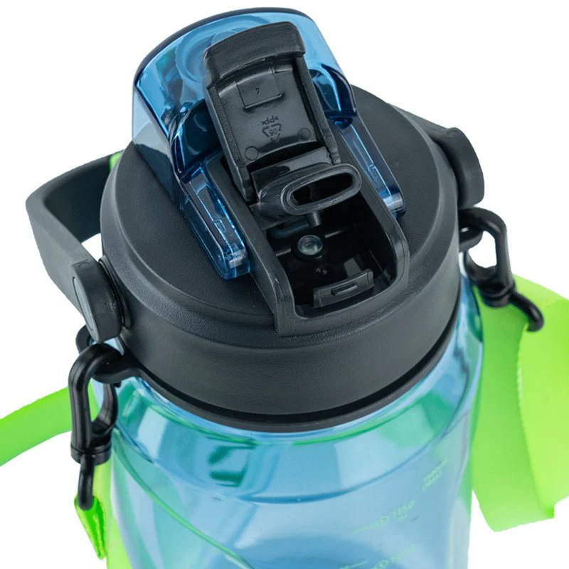 Butelka na wodę z ustnikiem do trening, do szkoły 1500 ml niebieska - Image 9