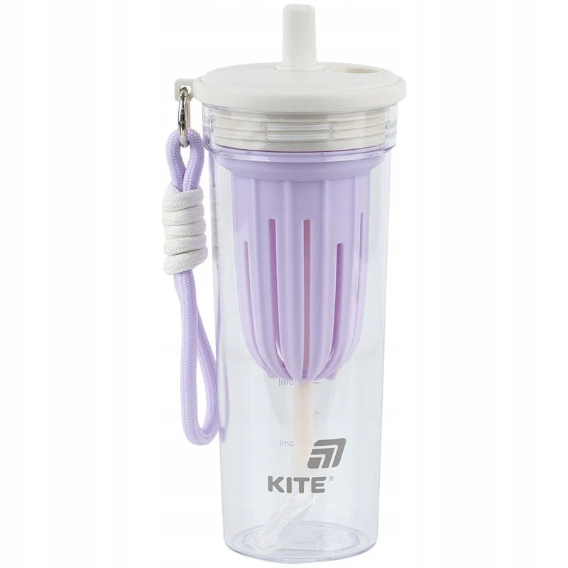 Butelka na wodę kubek z rurką 650ml z sitkiem fioletowy Kite
