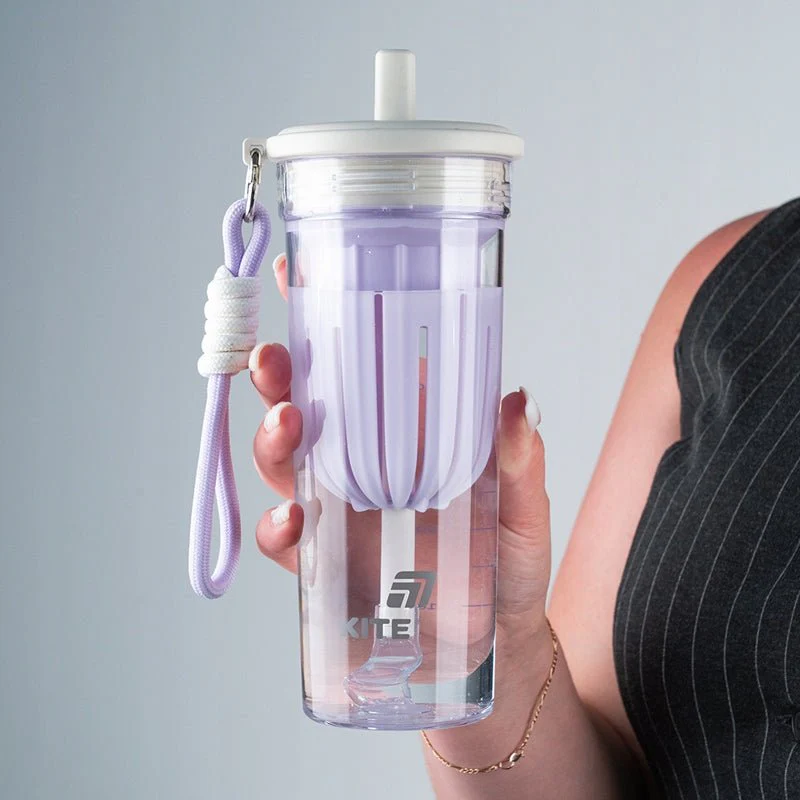 Butelka na wodę kubek z rurką 650ml z sitkiem fioletowy Kite - Image 5
