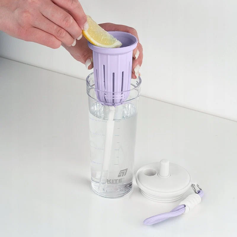 Butelka na wodę kubek z rurką 650ml z sitkiem fioletowy Kite - Image 7