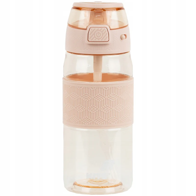 Butelka sportowa Kite 600 ml tritanowa z silikonową słomką i uchwytem beżowa