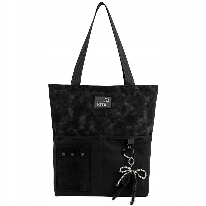 Torba shopper szkolna czarna dla dziewczyn Kite