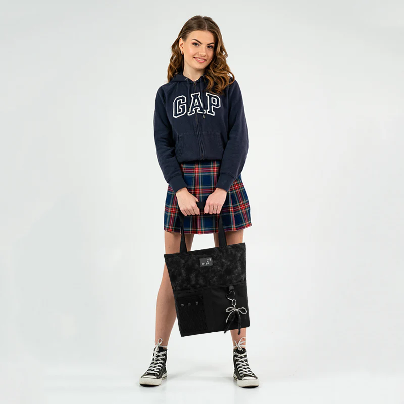 Torba shopper szkolna czarna dla dziewczyn Kite - Image 3