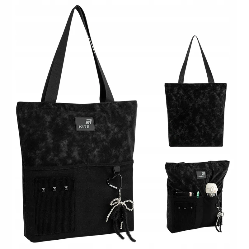 Torba shopper szkolna czarna dla dziewczyn Kite - Image 4