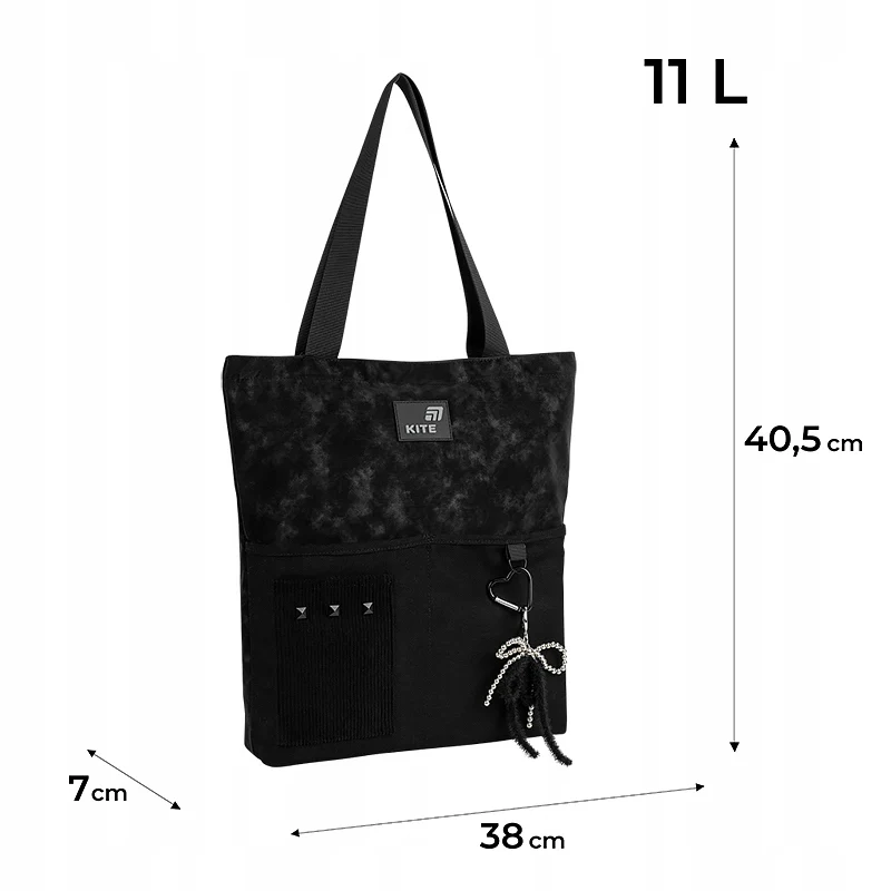 Torba shopper szkolna czarna dla dziewczyn Kite - Image 5