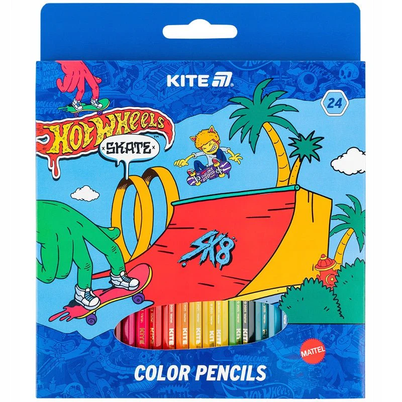Kredki kolorowe Kite Hot Wheels 24 kolory