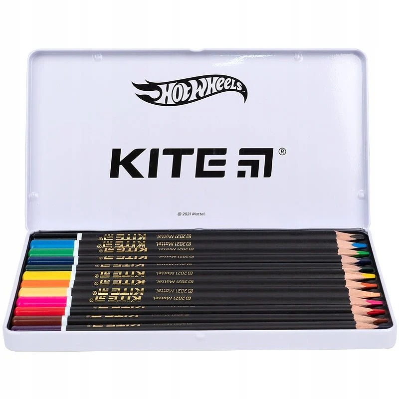 Kredki w metalowym pudełku trójkątne 12 kolorów Hot Wheels - Image 3