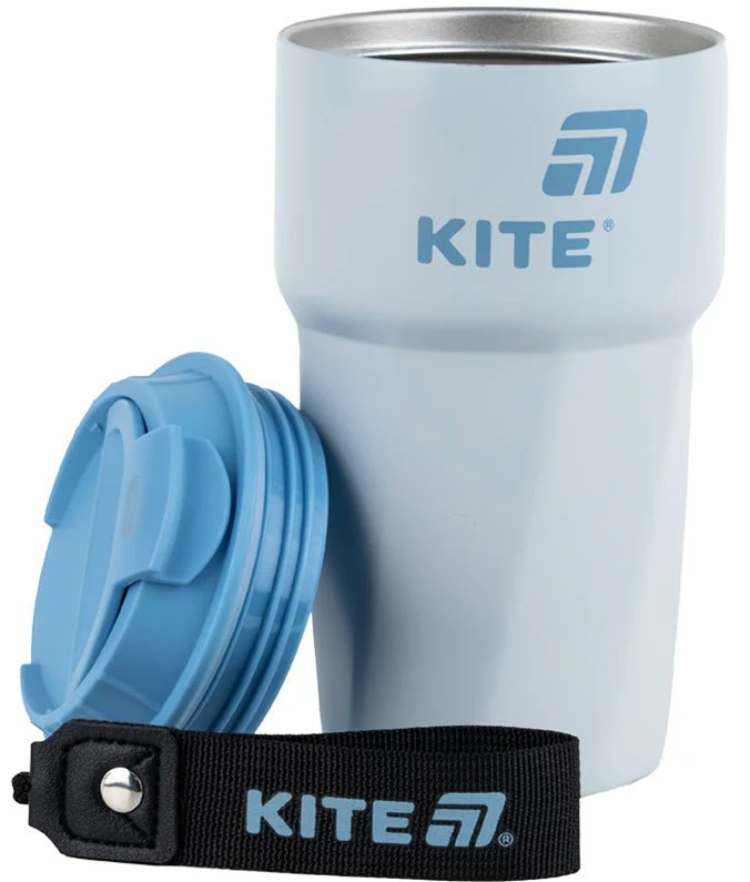 Kubek termiczny Kite antypoślizgowy biały niebieska pokrywka 450 ml Kite - Image 3