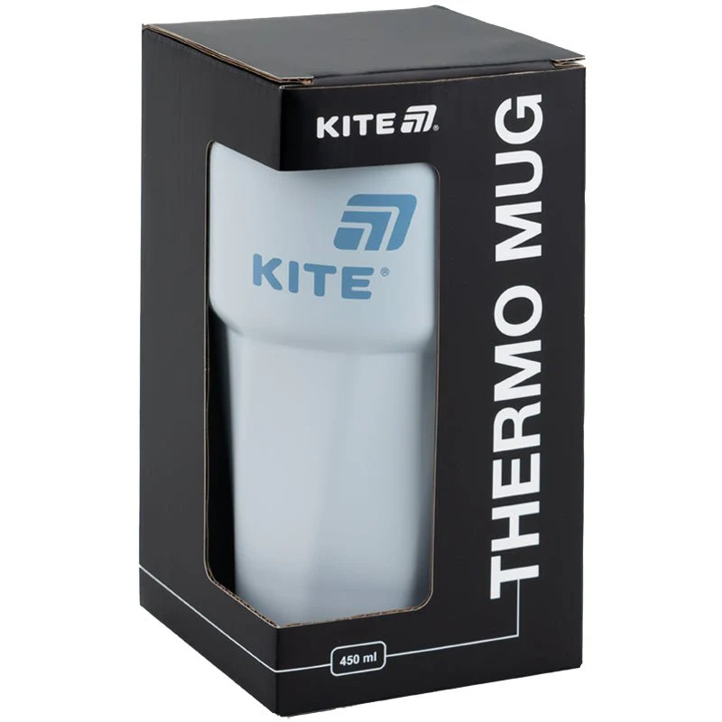 Kubek termiczny Kite antypoślizgowy biały niebieska pokrywka 450 ml Kite - Image 6