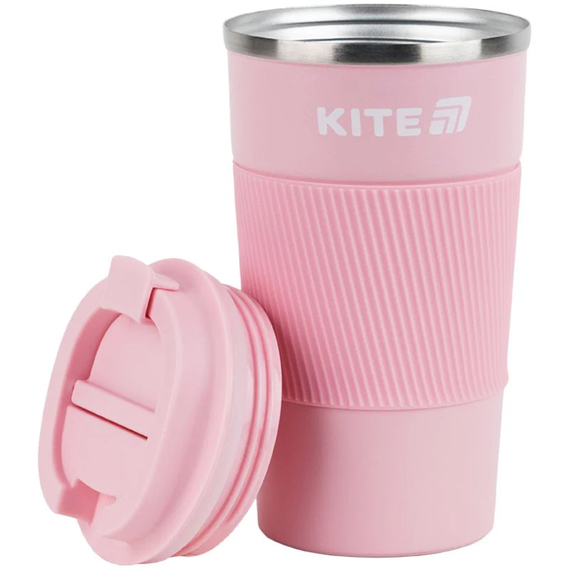 Kubek termiczny ze stali nierdzewnej antypoślizgowy różowy 510 ml Kite - Image 4