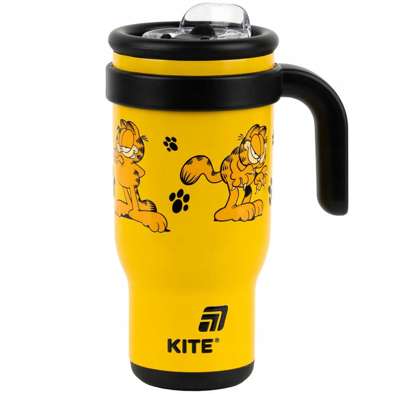 Kubek termiczny Kite Garfield żółty 530 ml z rączką i systemem Dual Drink - Image 4