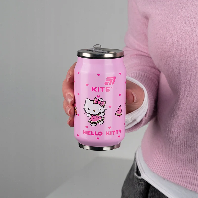 Kubek termiczny Kite Hello Kitty różowy 350 ml ze słomką i czyścikiem - Image 2