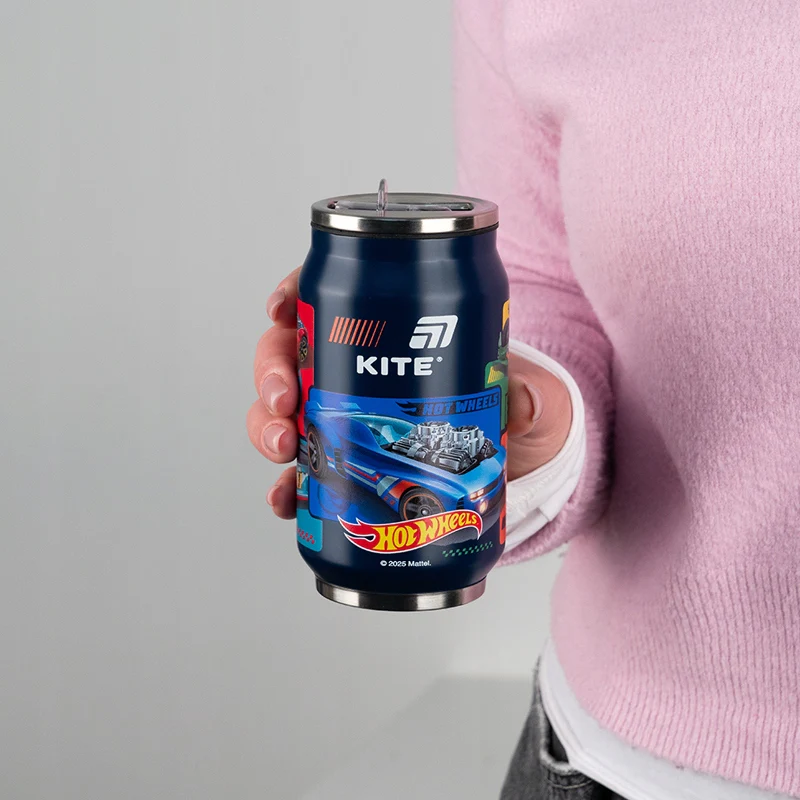 Kubek termiczny Kite Hot Wheels 350 ml ze słomką i szczoteczką do czyszczenia - Image 2