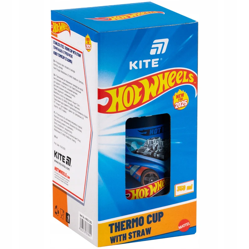 Kubek termiczny Kite Hot Wheels 350 ml ze słomką i szczoteczką do czyszczenia - Image 4