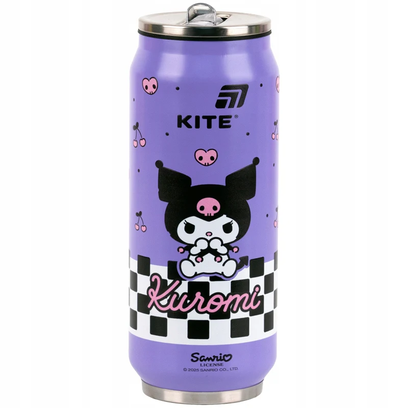 Kubek termiczny Kite Kuromi fioletowy 500 ml ze słomką i szczoteczką do czyszczenia