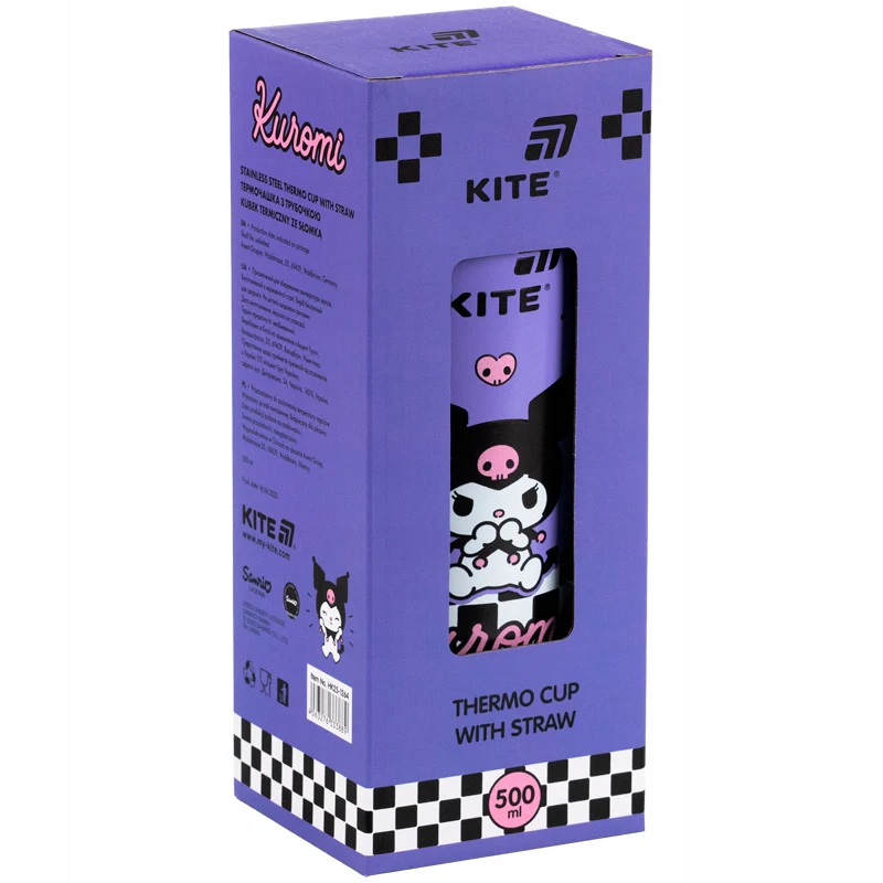 Kubek termiczny Kite Kuromi fioletowy 500 ml ze słomką i szczoteczką do czyszczenia - Image 4