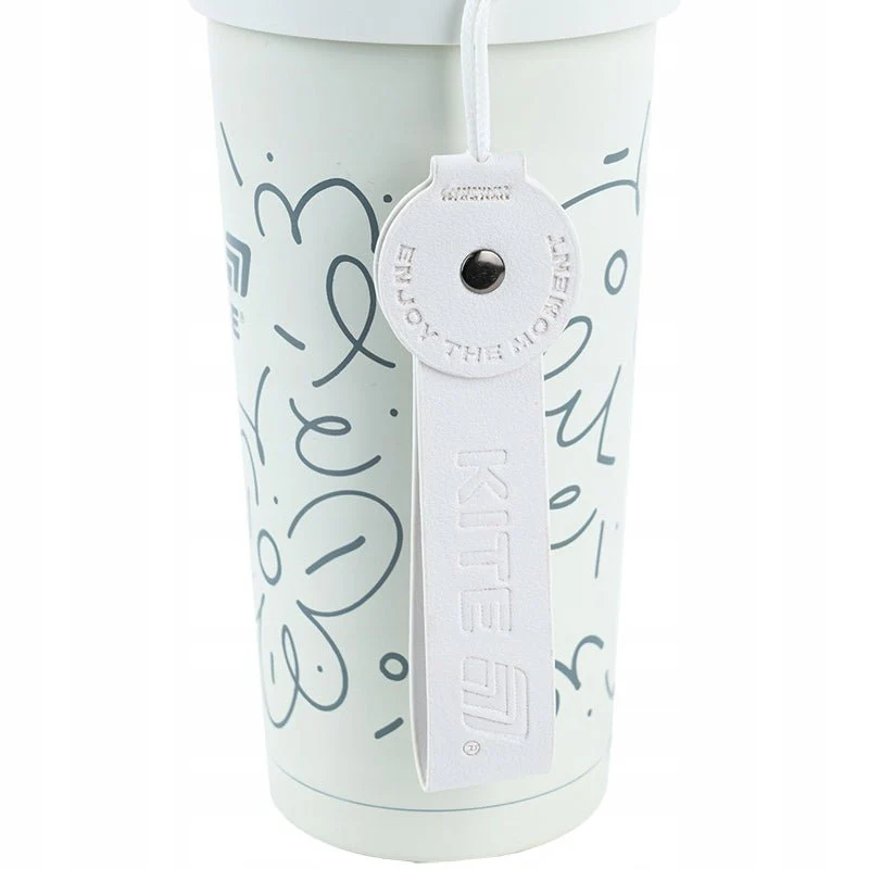 Kubek termiczny biały 540 ml z ustnikiem i słomką Kite - Image 6