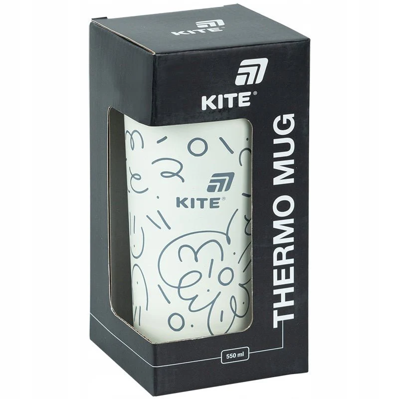 Kubek termiczny biały 540 ml z ustnikiem i słomką Kite - Image 7