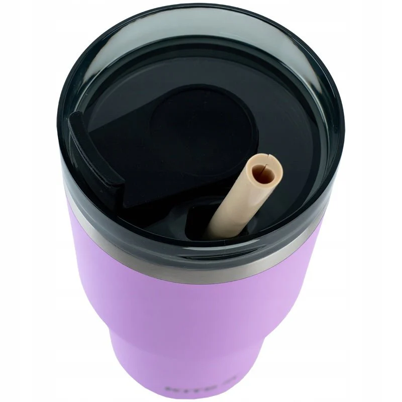 Kubek termiczny ze słomką ustnikiem 600 ml fioletowy - Image 8