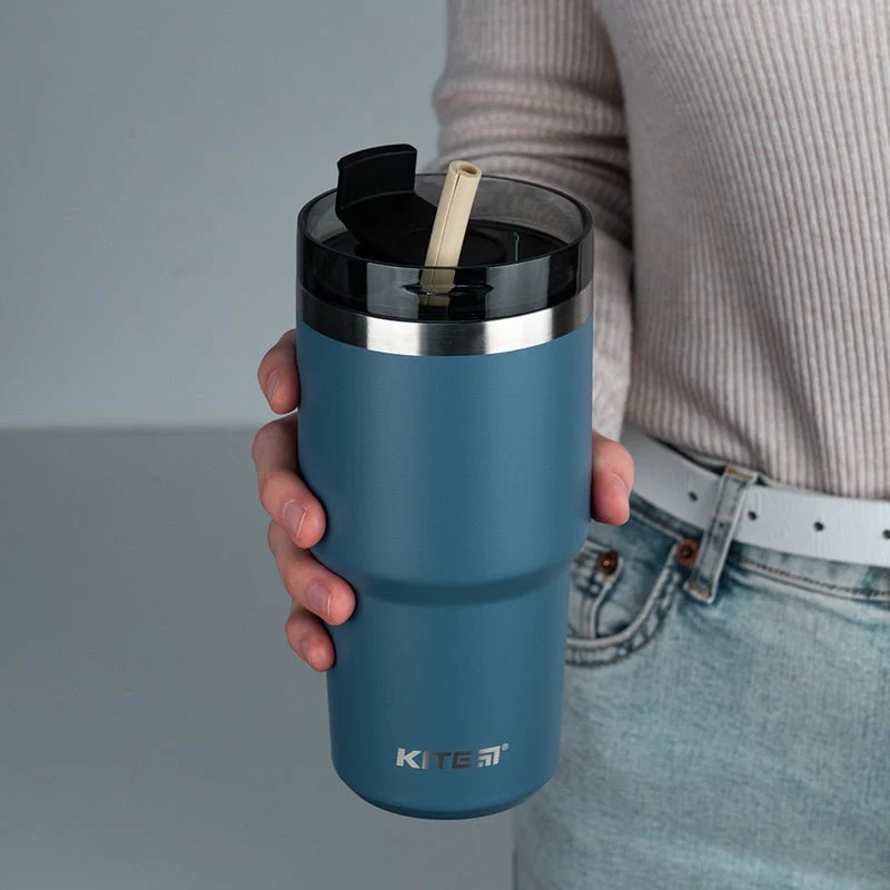 Kubek termiczny ze słomką ustnikiem 600 ml Kite - Image 3