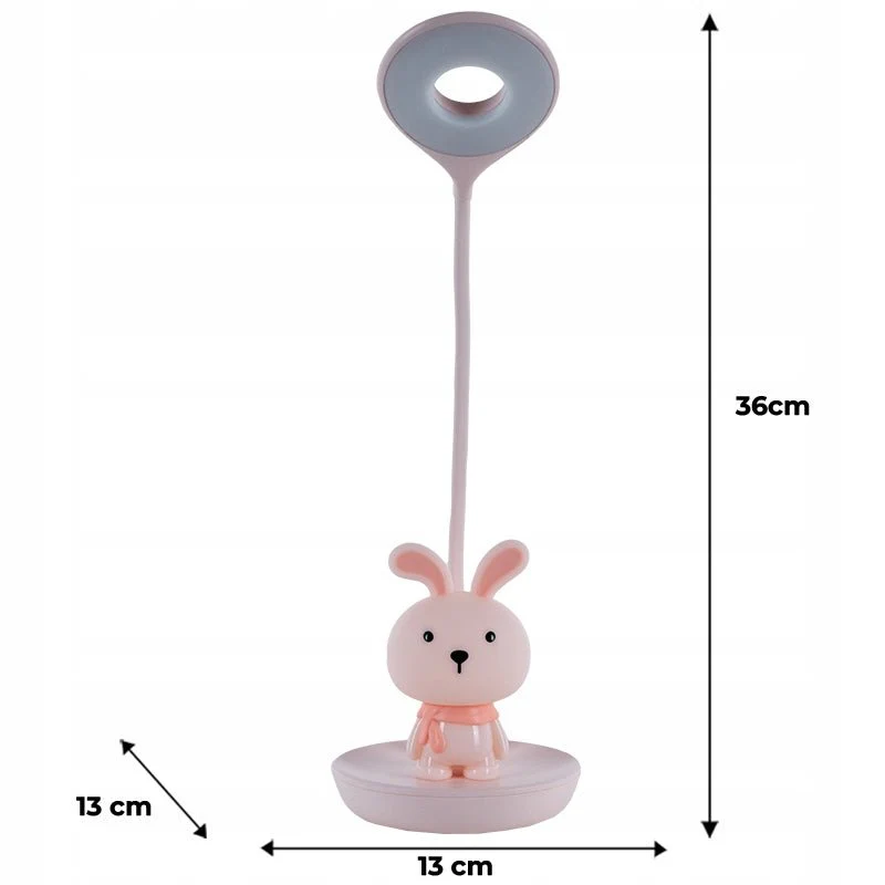 Lampka dziecięca na biurko dla dzieci na noc dotykowy różowy LED +kabel USB Kite - Image 3