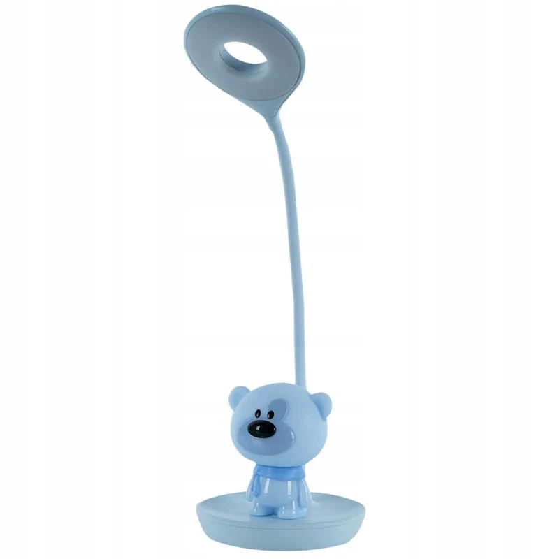 Lampa do nauki dla dzieci nocna lampa z kablem USB bezprzewodowa miś niebieska Bear Kite