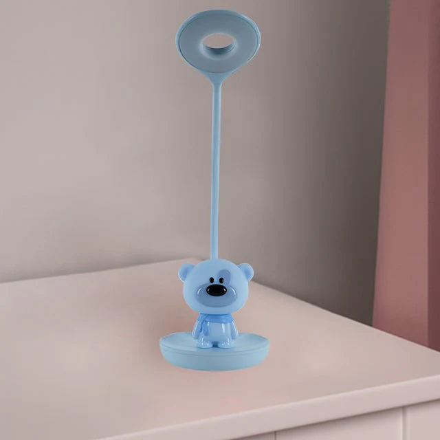Lampa do nauki dla dzieci nocna lampa z kablem USB bezprzewodowa miś niebieska Bear Kite - Image 2