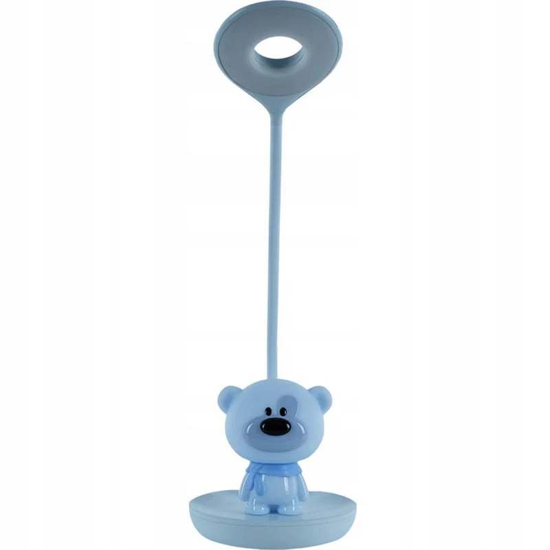 Lampa do nauki dla dzieci nocna lampa z kablem USB bezprzewodowa miś niebieska Bear Kite - Image 5