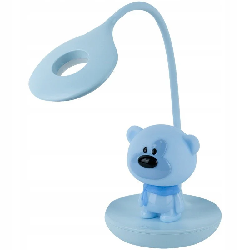 Lampa do nauki dla dzieci nocna lampa z kablem USB bezprzewodowa miś niebieska Bear Kite - Image 6