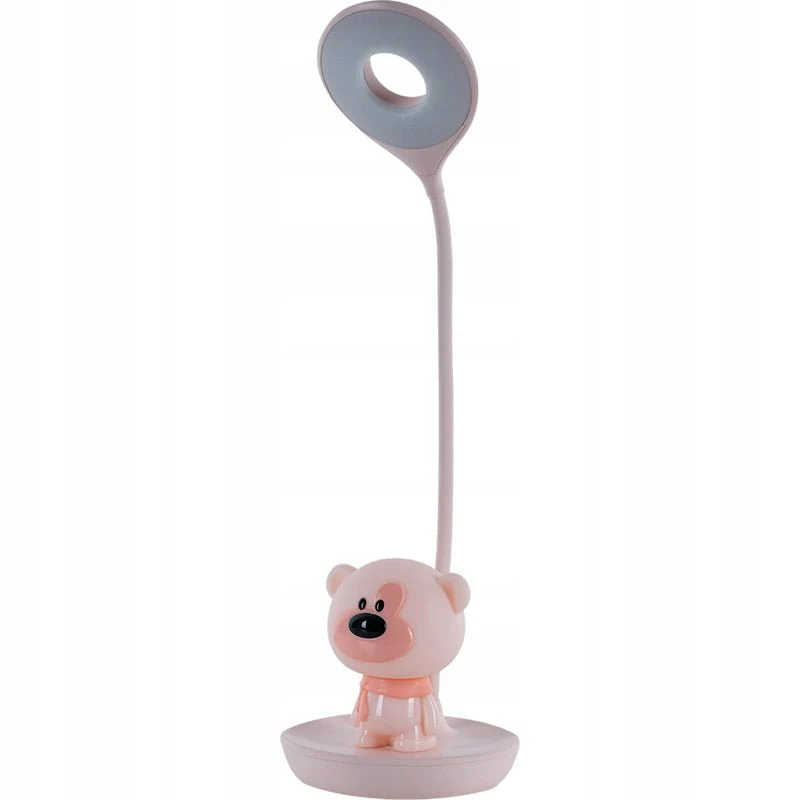 Lampa dla dziewczynki różowa na biurko lampa z misiem na dotyk USB kabel bezprzewodowa Bear Kite - Image 5