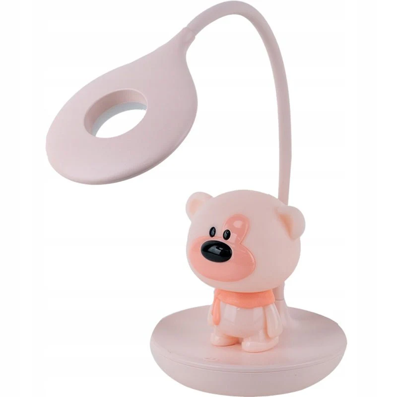 Lampa dla dziewczynki różowa na biurko lampa z misiem na dotyk USB kabel bezprzewodowa Bear Kite - Image 6