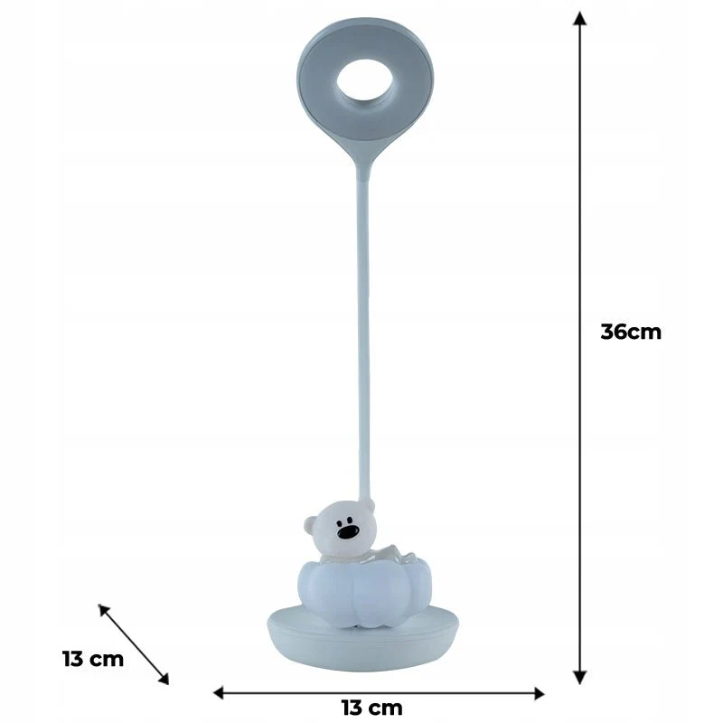 Lampa do studiowania dla dzieci na biurko biała z kablem USB bezprzewodowa z misiem Kite Cloudy Bear - Image 3