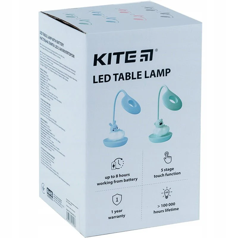 Lampa do studiowania dla dzieci na biurko biała z kablem USB bezprzewodowa z misiem Kite Cloudy Bear - Image 7