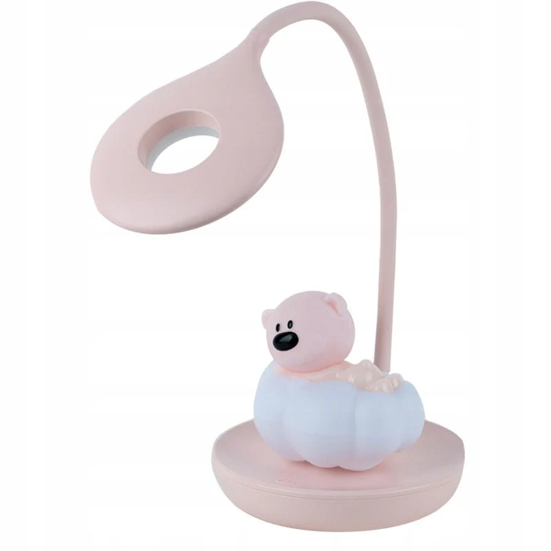 Lampka dziecięca różowa na biurko bezprzewodowa z USB kablem z misiem Cloudy Bear Kite - Image 3