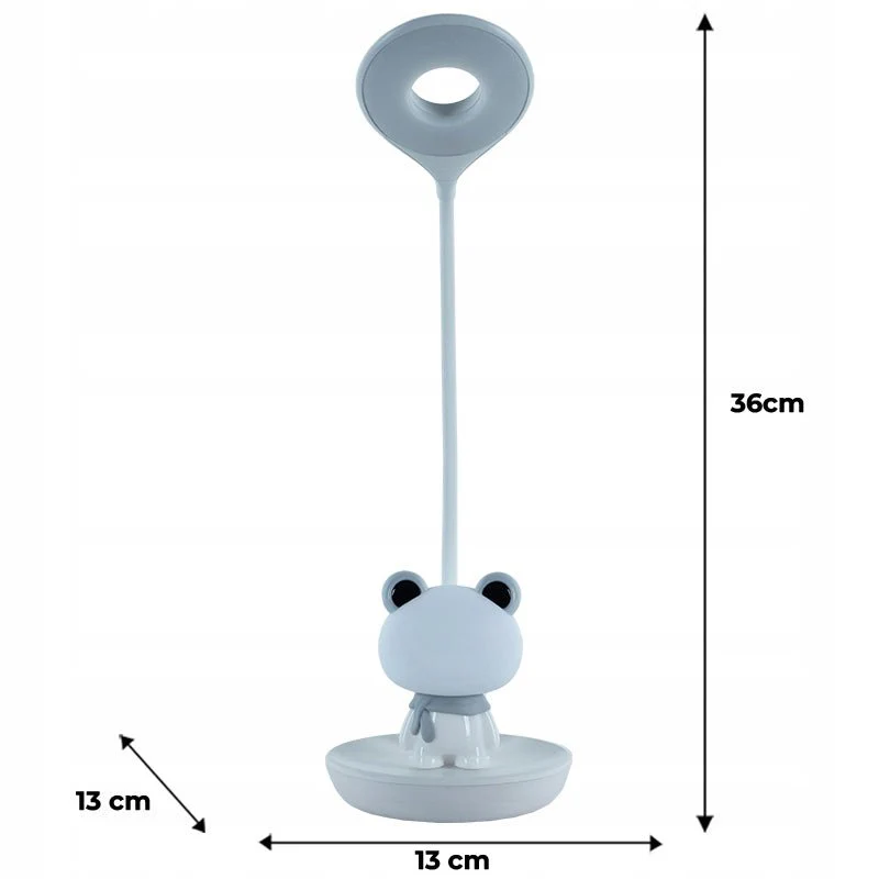 Lampa biała dla dzieci na biurko bezprzewodowa lampa nocna LED żabka Kite Froggy - Image 3