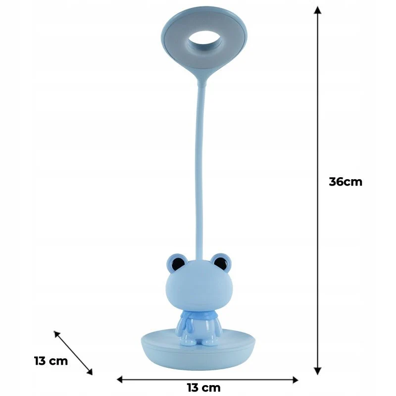 Lampka LED dziecięca niebieska żabka na dotknięcie z USB kablem Kite Froggy - Image 2