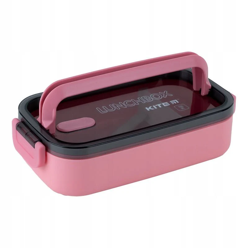 Lunch box różowy do szkoły i biura ze sztućcami 700 ml