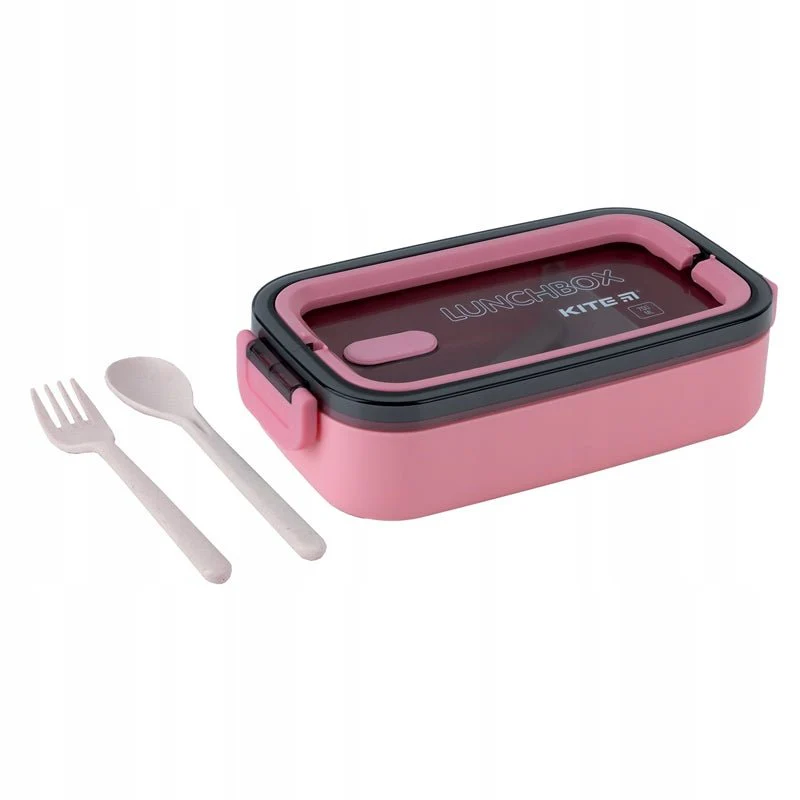 Lunch box różowy do szkoły i biura ze sztućcami 700 ml - Image 2