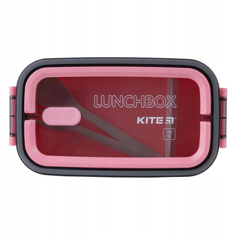 Lunch box różowy do szkoły i biura ze sztućcami 700 ml - Image 6