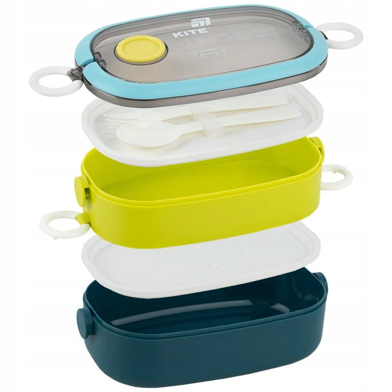 Lunchbox podwójny z przegrodkami ze sztuccami 1600ml Kite - Image 4