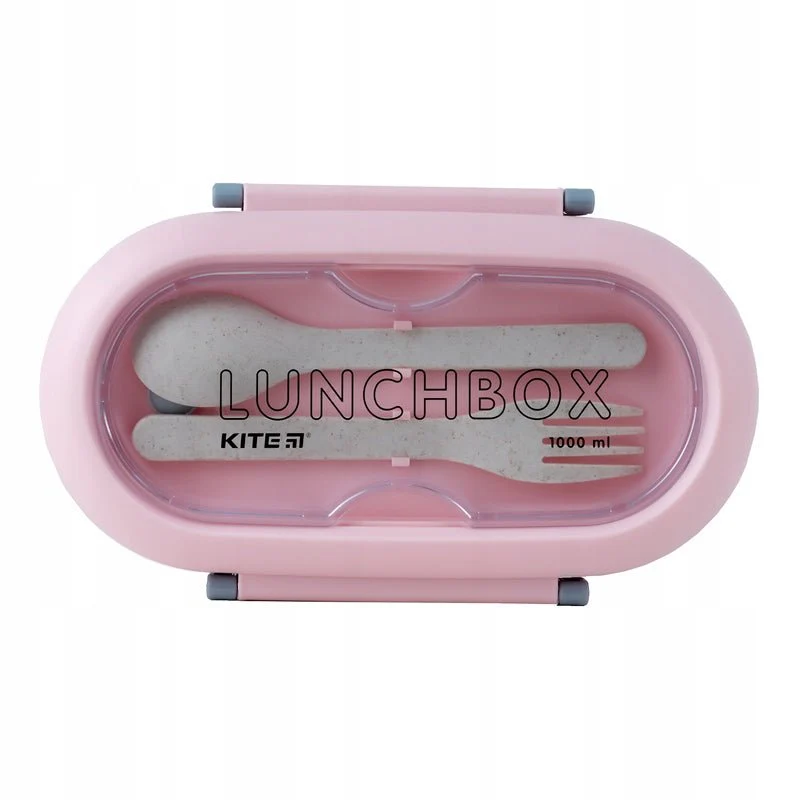 Lunch box różowy ze sztućcami 1000 ml - Image 6
