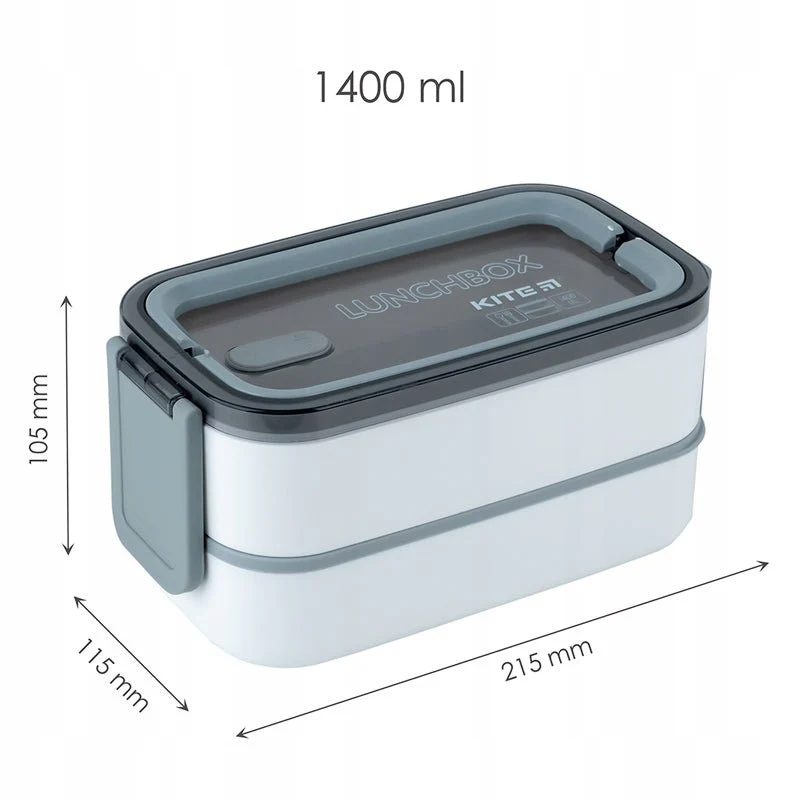 Pudełko śniadaniowe podwójne z nadzieniem 1400 ml, biały - Image 4