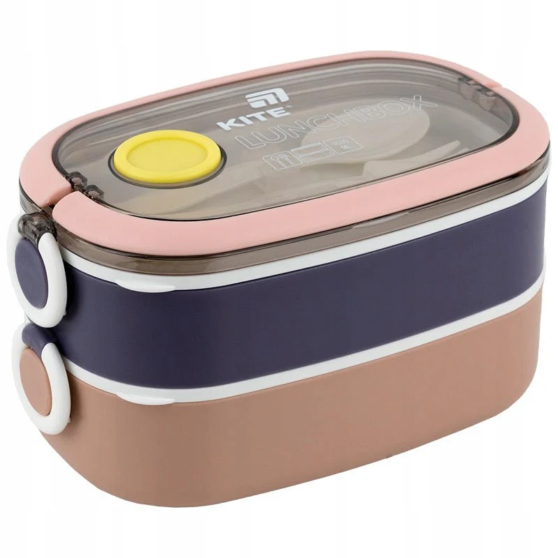 Lunchbox podwójny z przegrodkami sniadaniowka ze sztuccami 1600ml Kite