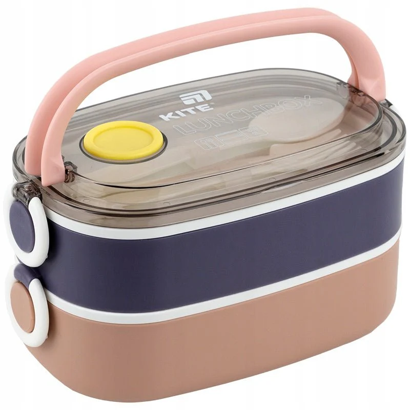 Lunchbox podwójny z przegrodkami sniadaniowka ze sztuccami 1600ml Kite - Image 5