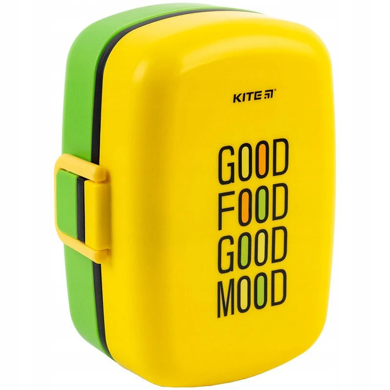 Lunchbox żółty 2 komory ze sztućcami 1150 ml
